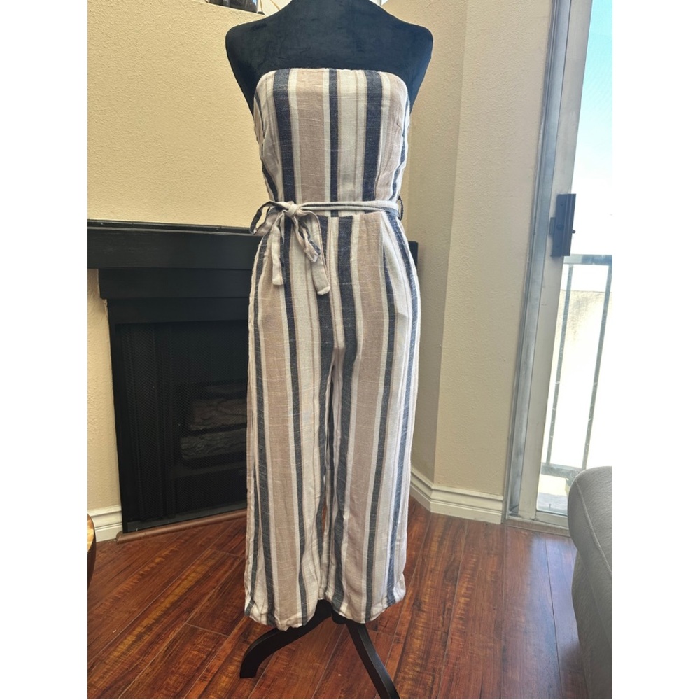 Striped Strapless Jumpsuit